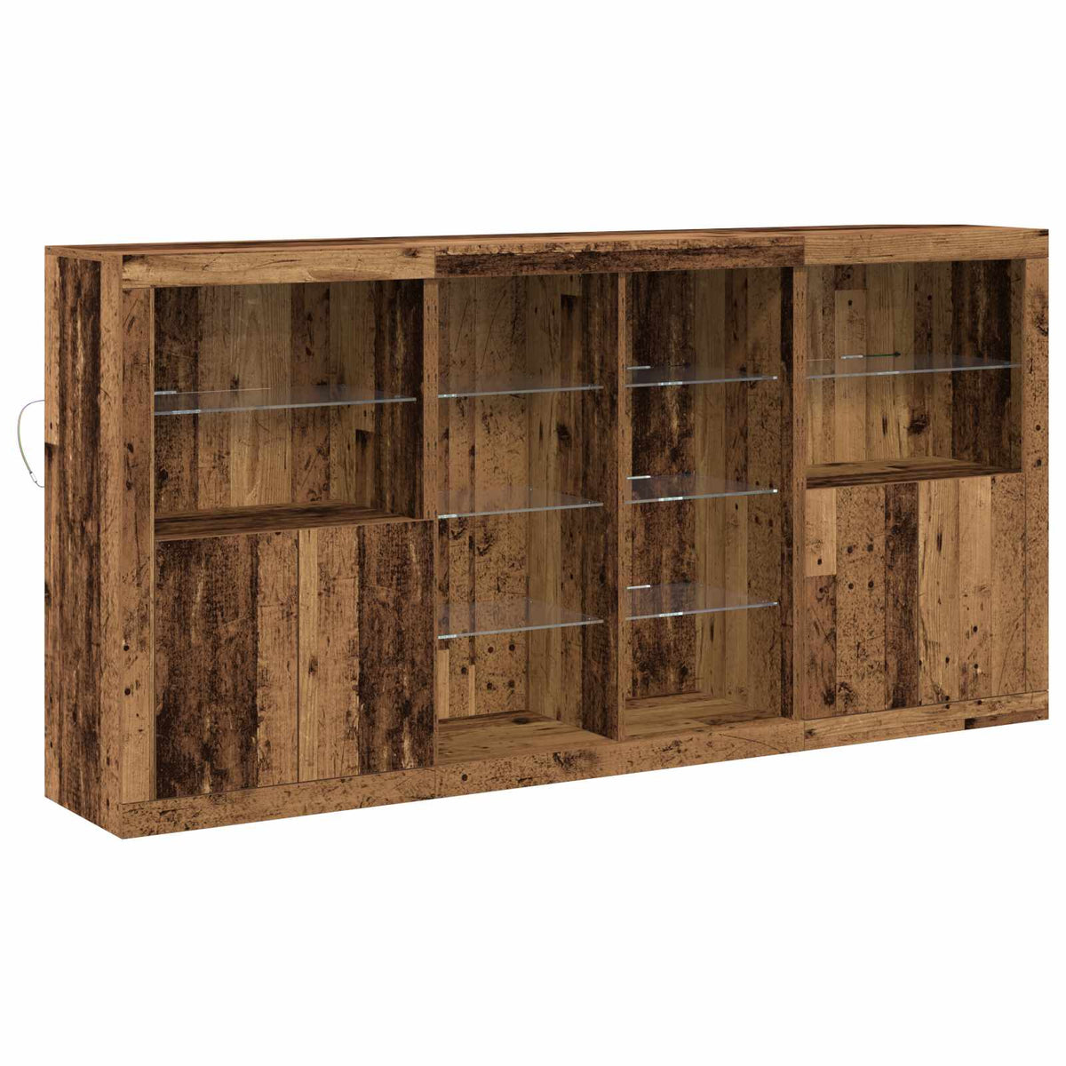 Buffet LED 3 pc Bois ancien 202 x 37 x 100 cm Bois d’ingénierie - XIOS