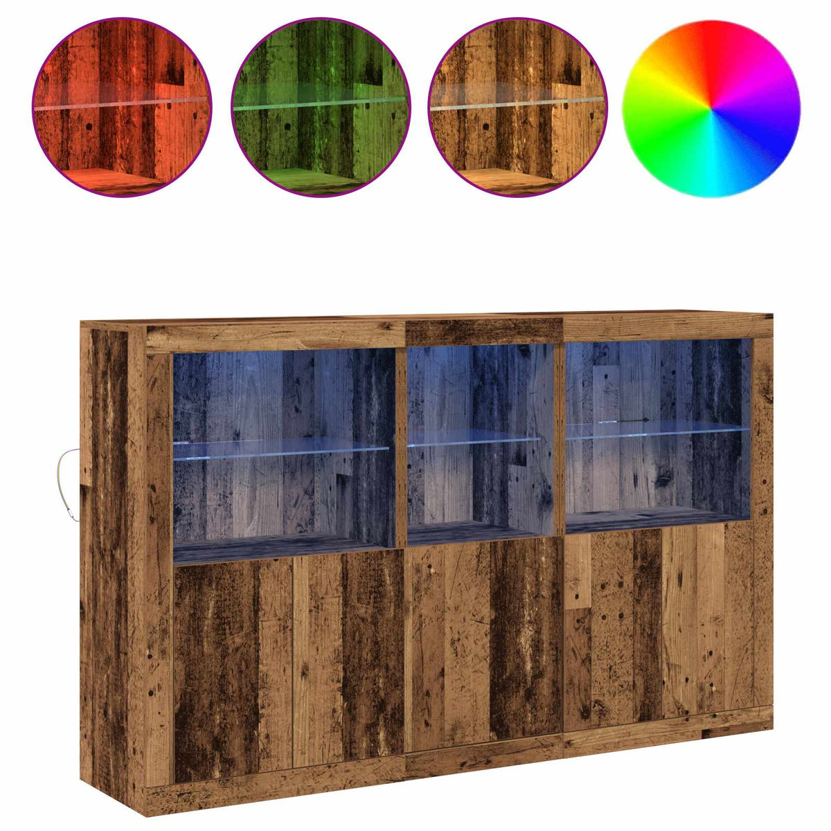 Buffet LED Bois ancien 162 x 37 x 100 cm Bois d’ingénierie - XIOS