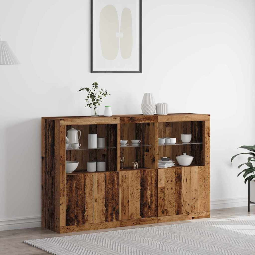 Buffet LED Bois ancien 162 x 37 x 100 cm Bois d’ingénierie - XIOS