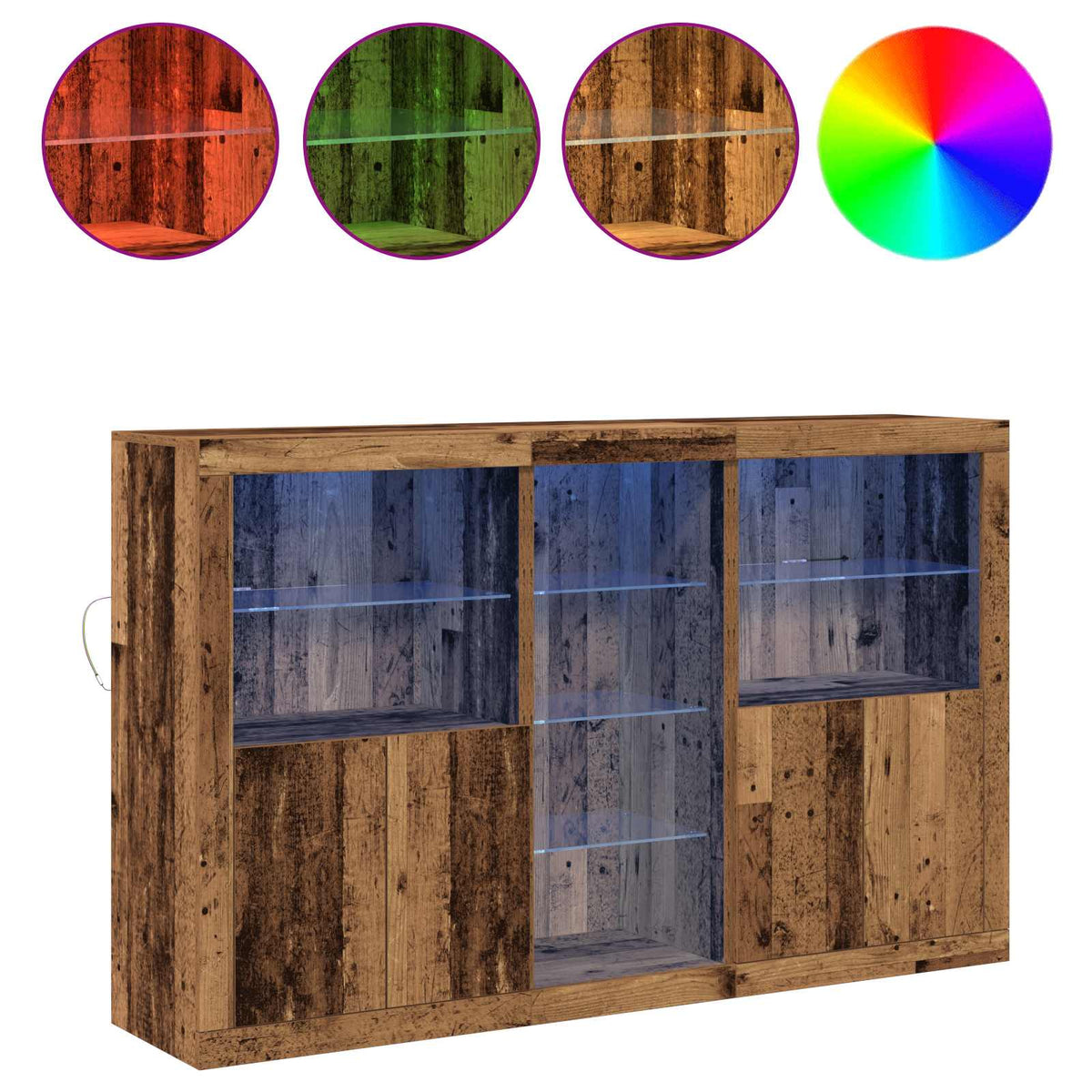 Buffet LED Bois ancien 162 x 37 x 100 cm Bois d’ingénierie - XIOS
