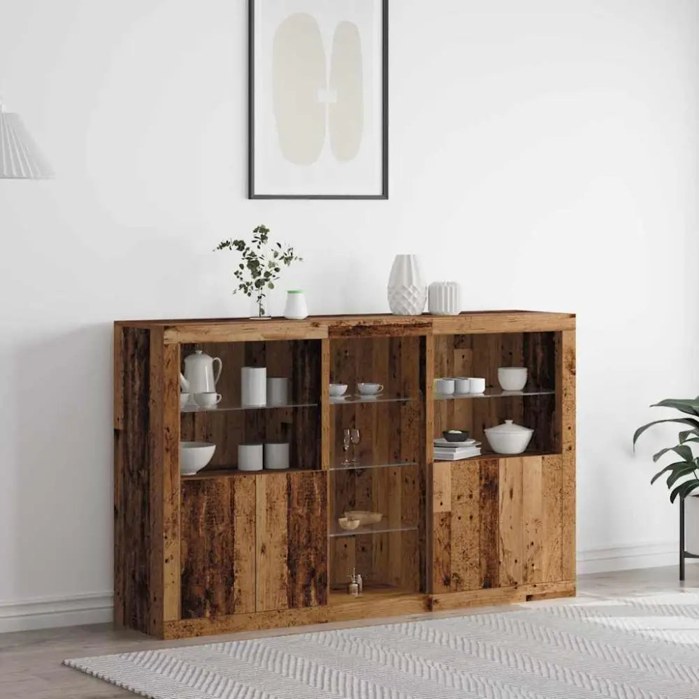 Buffet LED Bois ancien 162 x 37 x 100 cm Bois d’ingénierie - XIOS