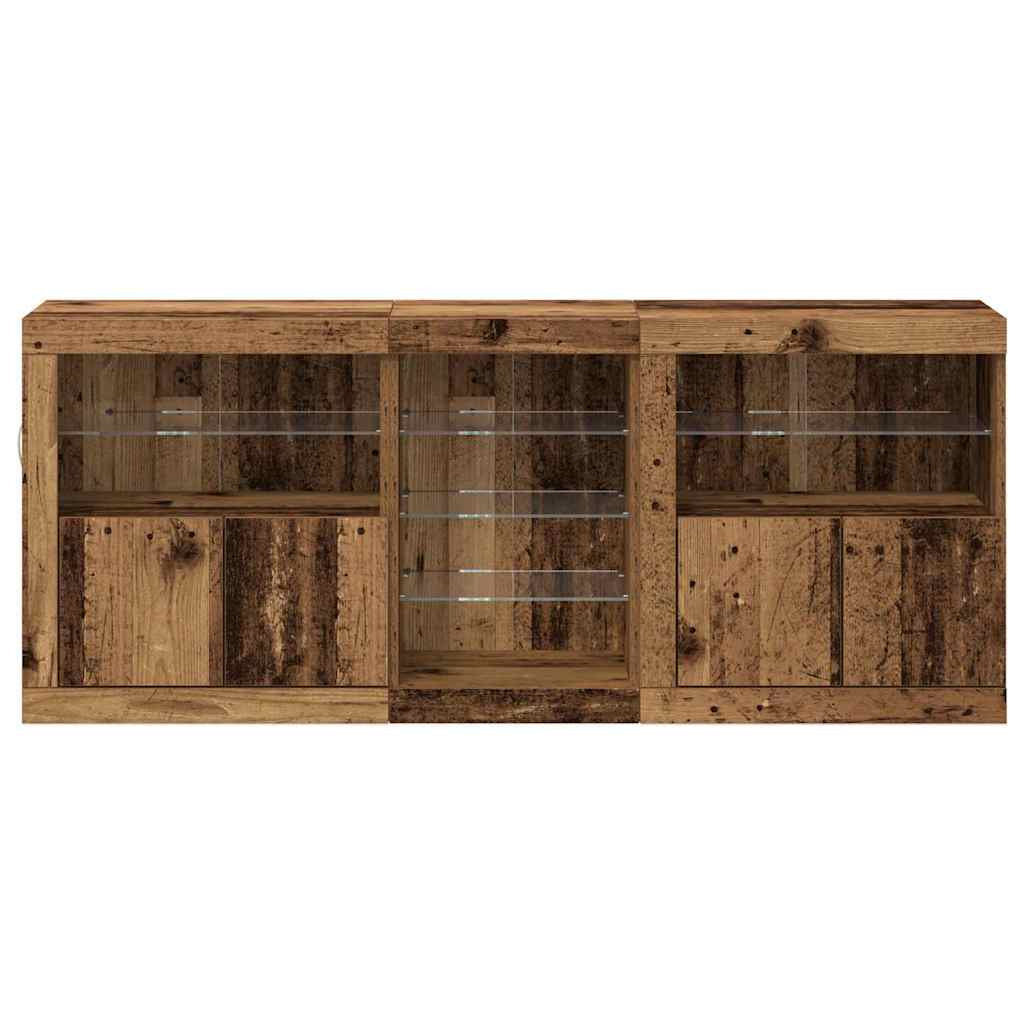 Buffet LED Bois ancien 162 x 37 x 67 cm Bois d’ingénierie - XIOS