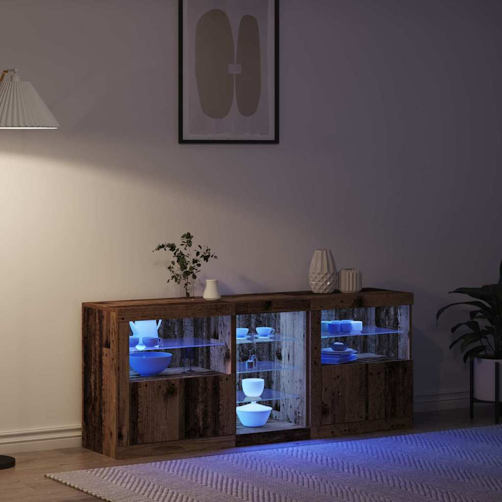 Buffet LED Bois ancien 162 x 37 x 67 cm Bois d’ingénierie - XIOS