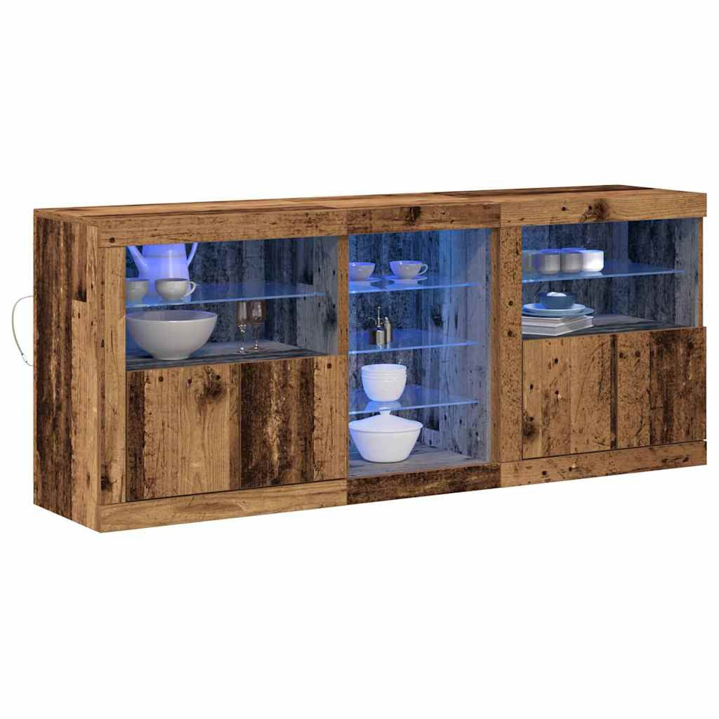 Buffet LED Bois ancien 162 x 37 x 67 cm Bois d’ingénierie - XIOS