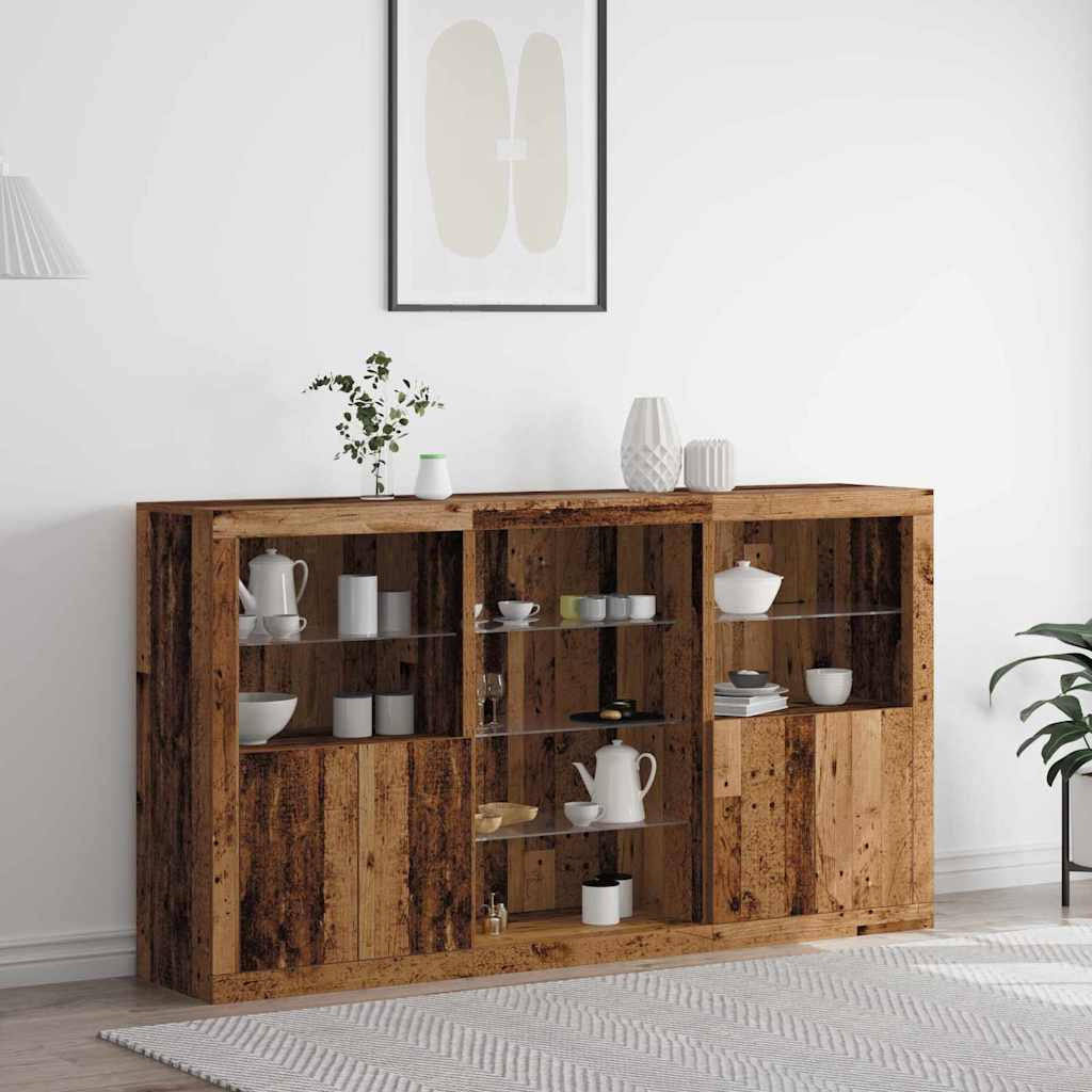 Buffet LED Bois ancien 181,5 x 37 x 100 cm Bois d’ingénierie - XIOS