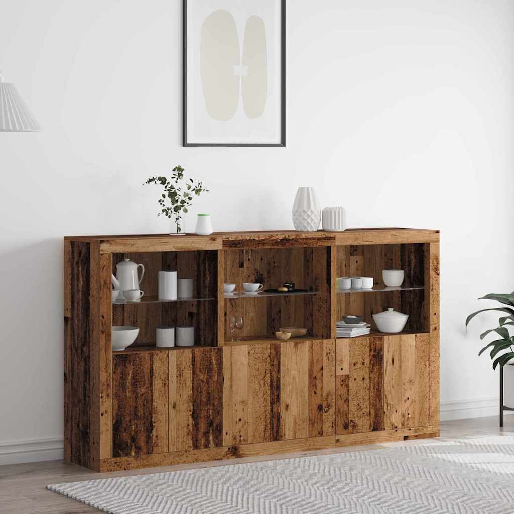 Buffet LED Bois ancien 181,5 x 37 x 100 cm Bois d'ingénierie - XIOS