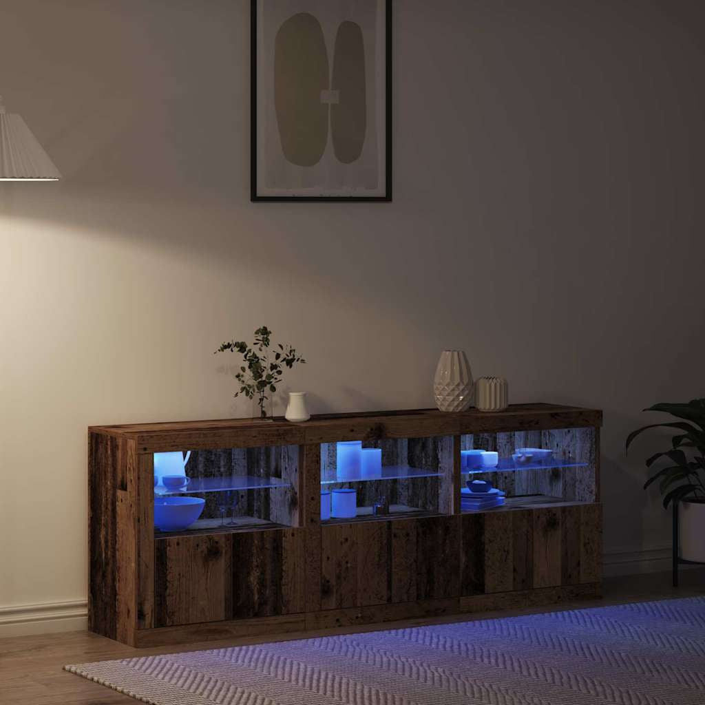 Buffet LED Bois Ancien 181 x 37 x 67 cm Bois d’ingénierie - XIOS