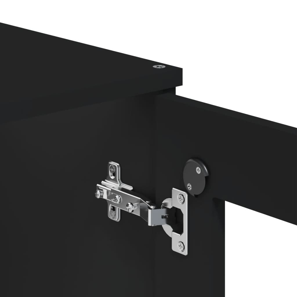 Buffet VIKEN noir 80x40x190 cm bois massif de pin - XIOS