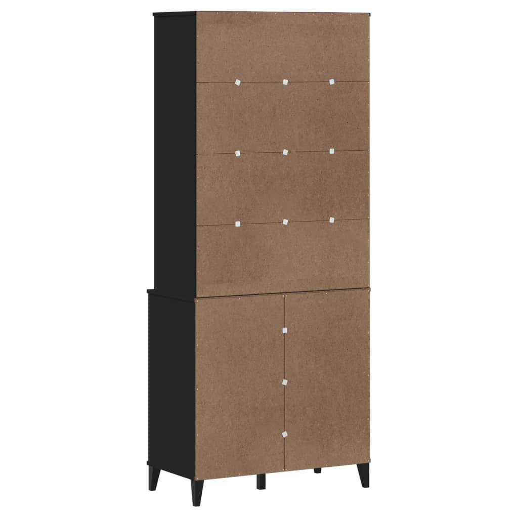 Buffet VIKEN noir 80x40x190 cm bois massif de pin - XIOS