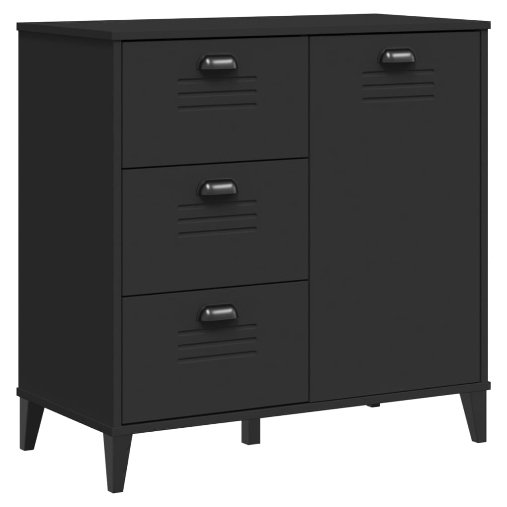 Buffet VIKEN noir 80x40x190 cm bois massif de pin - XIOS