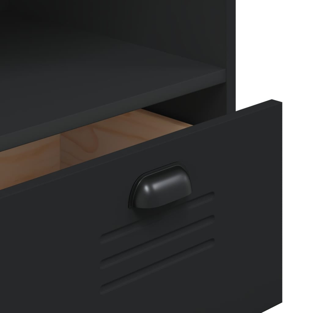 Buffet VIKEN noir 80x40x200 cm bois massif de pin - XIOS
