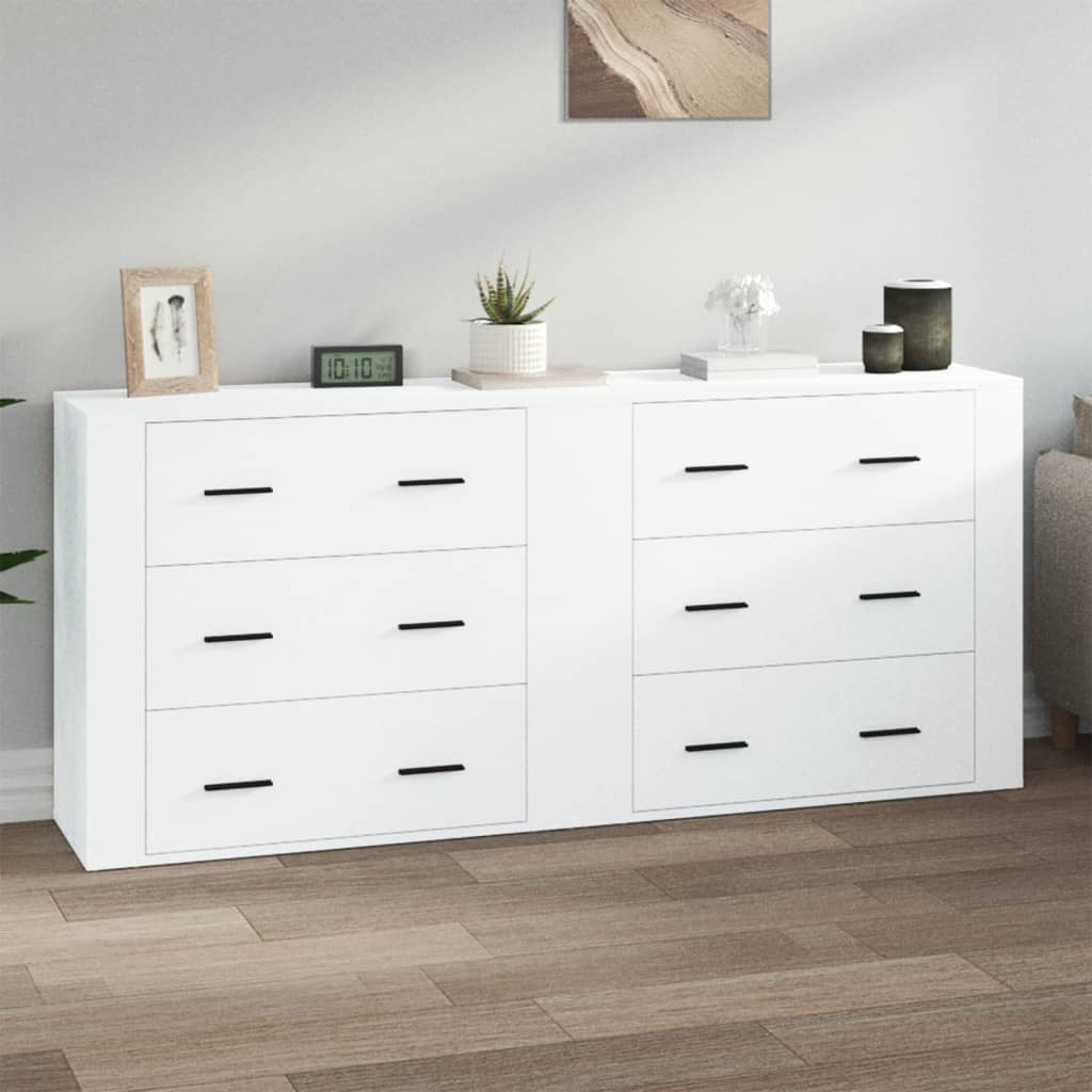 Buffets 2 pcs blanc bois d’ingénierie - XIOS