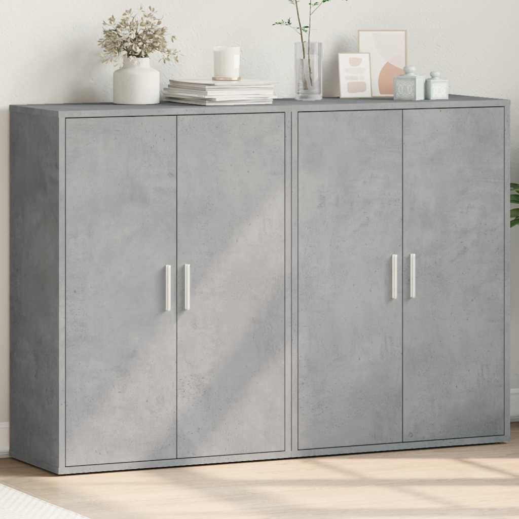 Buffets 2 pcs gris béton 60x31x84 cm bois d’ingénierie - XIOS