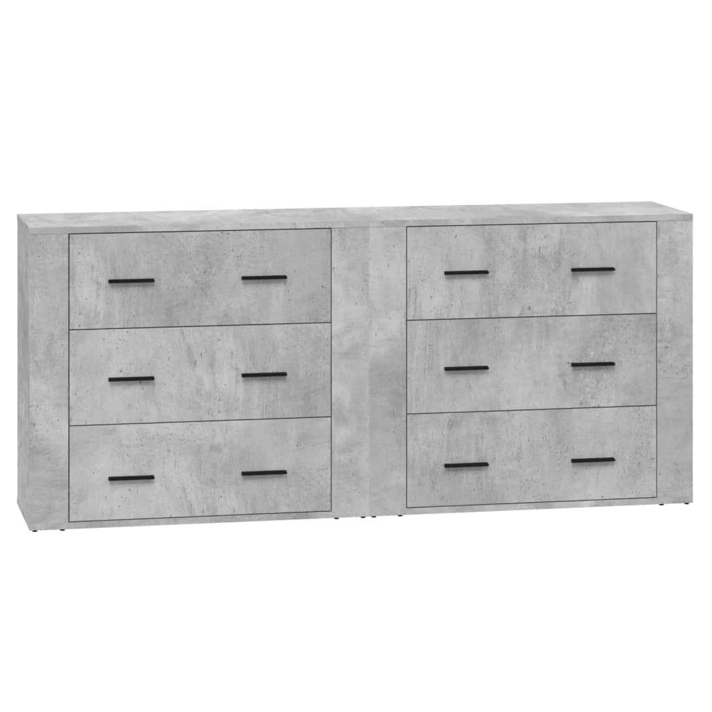 Buffets 2 pcs gris béton bois d’ingénierie - XIOS