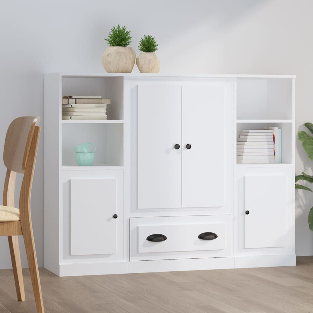 Buffets 3 pcs blanc bois d’ingénierie - XIOS