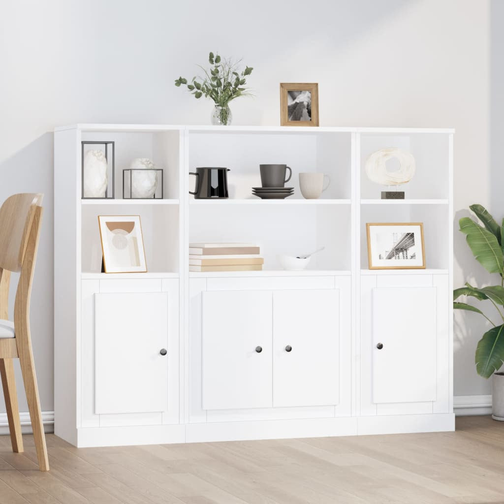 Buffets 3 pcs blanc bois d’ingénierie - XIOS