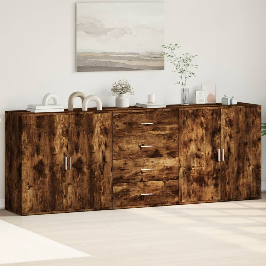 Buffets 3 pcs Chêne fumé Bois d’ingénierie - XIOS