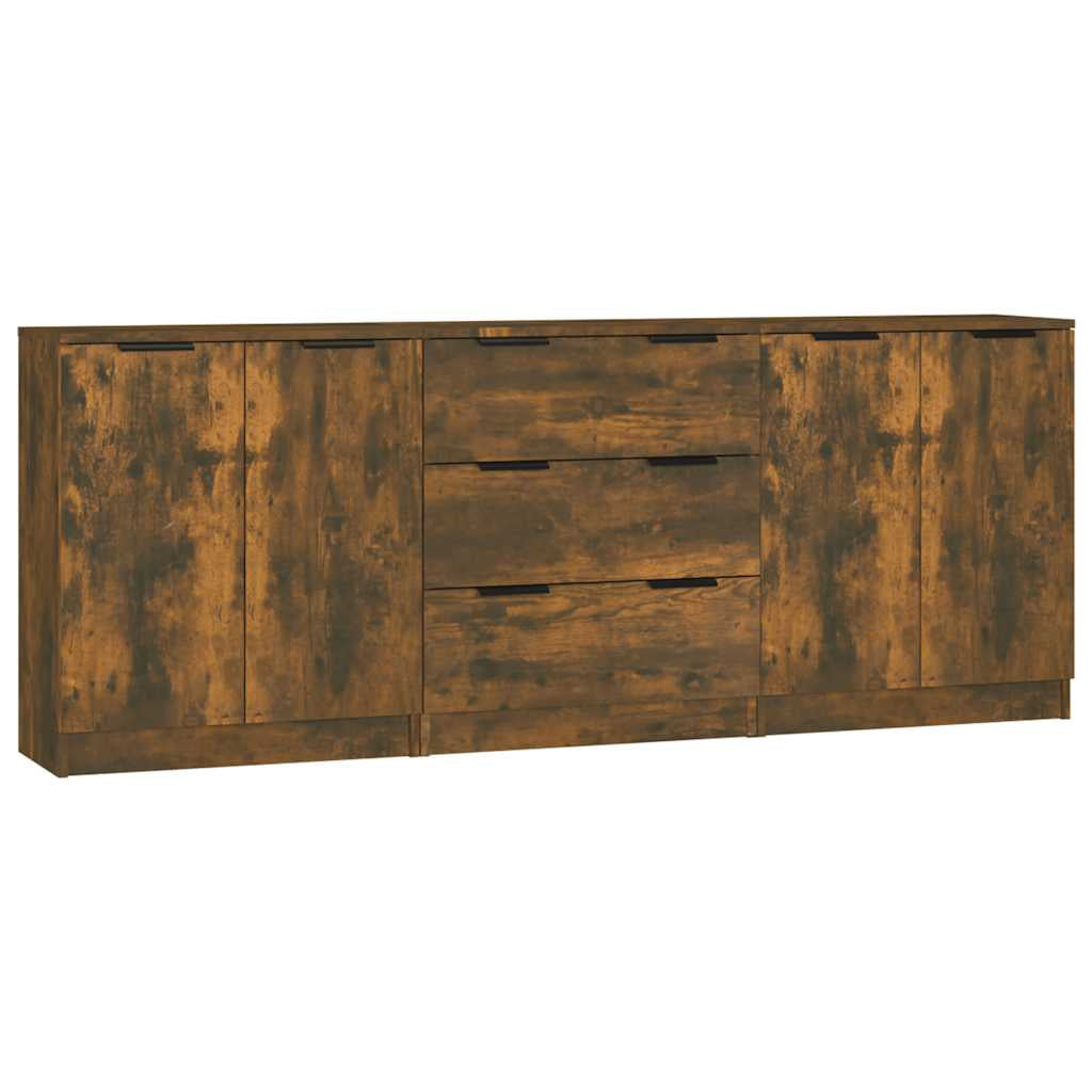 Buffets 3 pcs Chêne fumé Bois d’ingénierie - XIOS