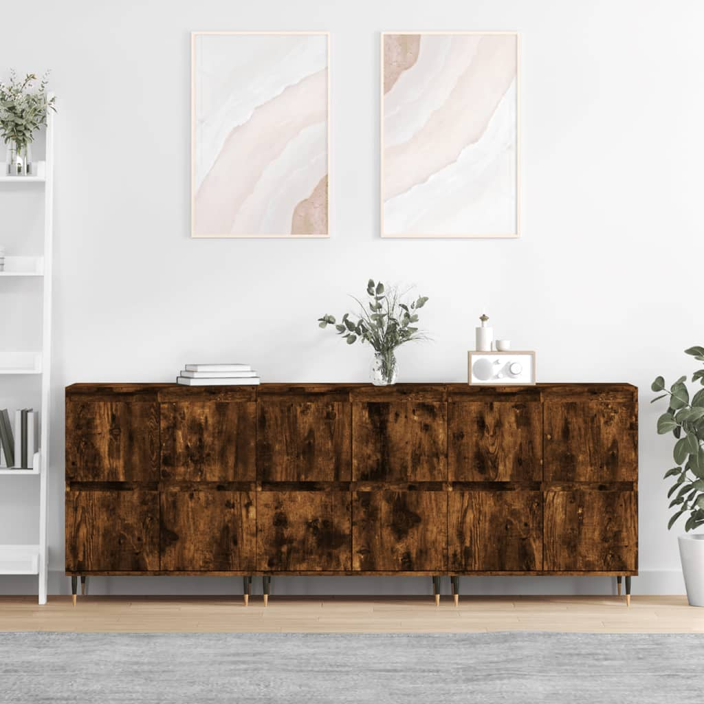 Buffets 3 pcs Chêne fumé Bois d’ingénierie - XIOS