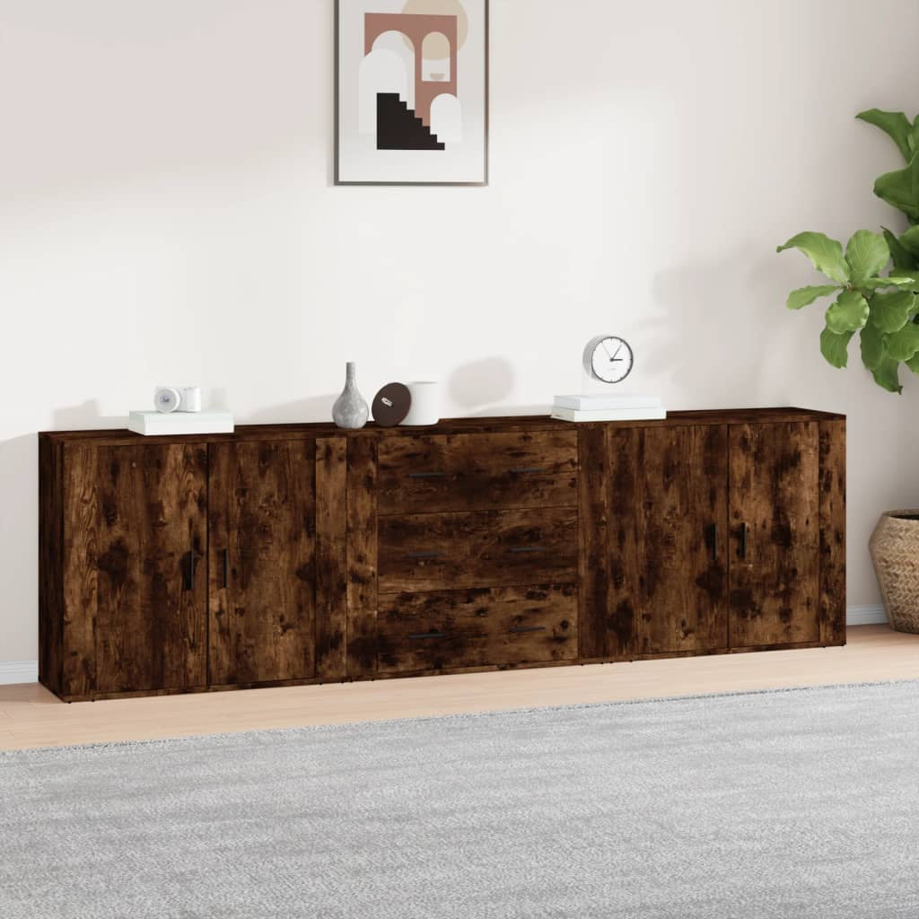 Buffets 3 pcs Chêne fumé Bois d’ingénierie - XIOS