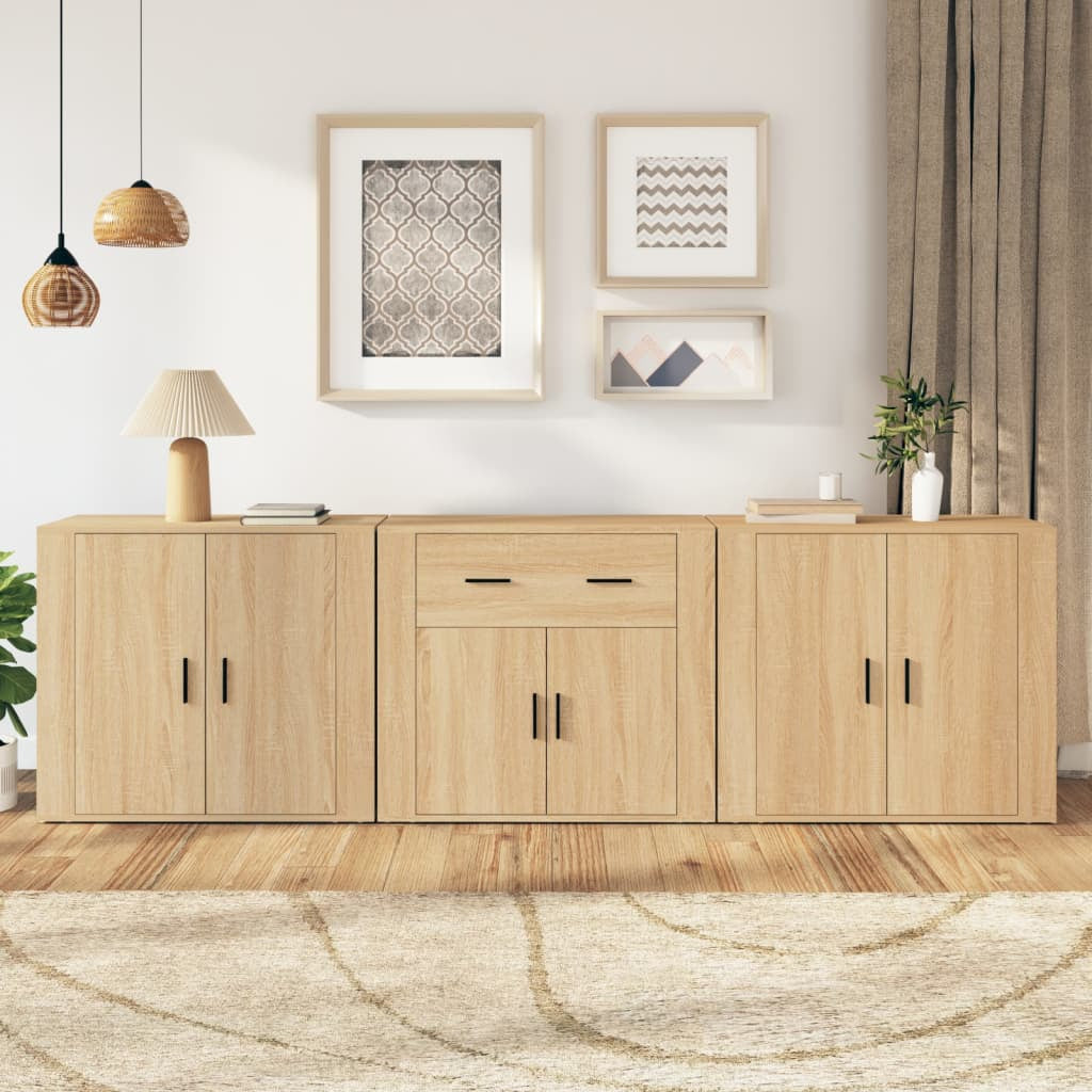 Buffets 3 pcs Chêne sonoma Bois d’ingénierie - XIOS