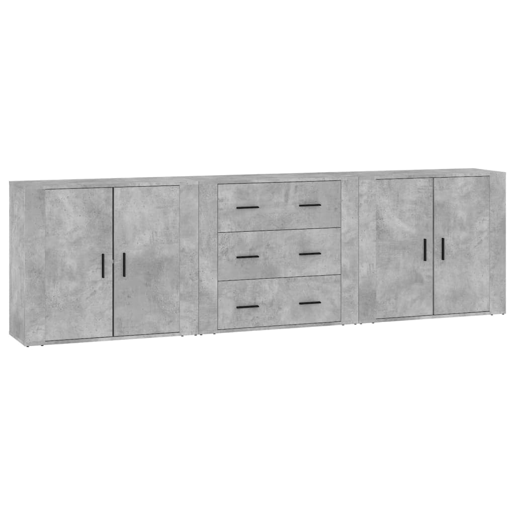 Buffets 3 pcs gris béton bois d’ingénierie - XIOS
