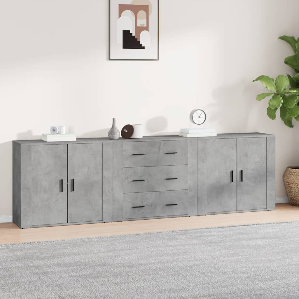 Buffets 3 pcs gris béton bois d’ingénierie - XIOS
