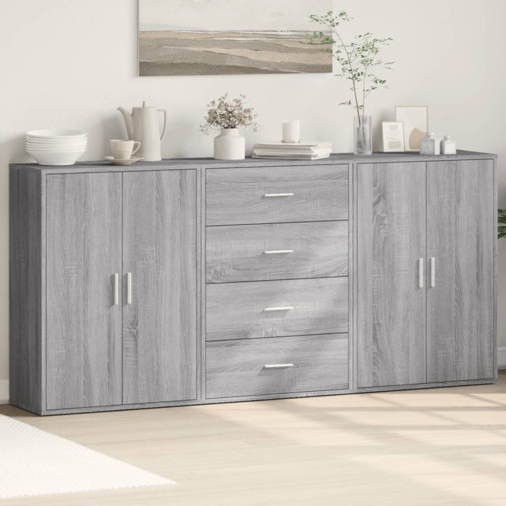 Buffets 3 pcs sonoma gris 60x31x84 cm bois d’ingénierie - XIOS