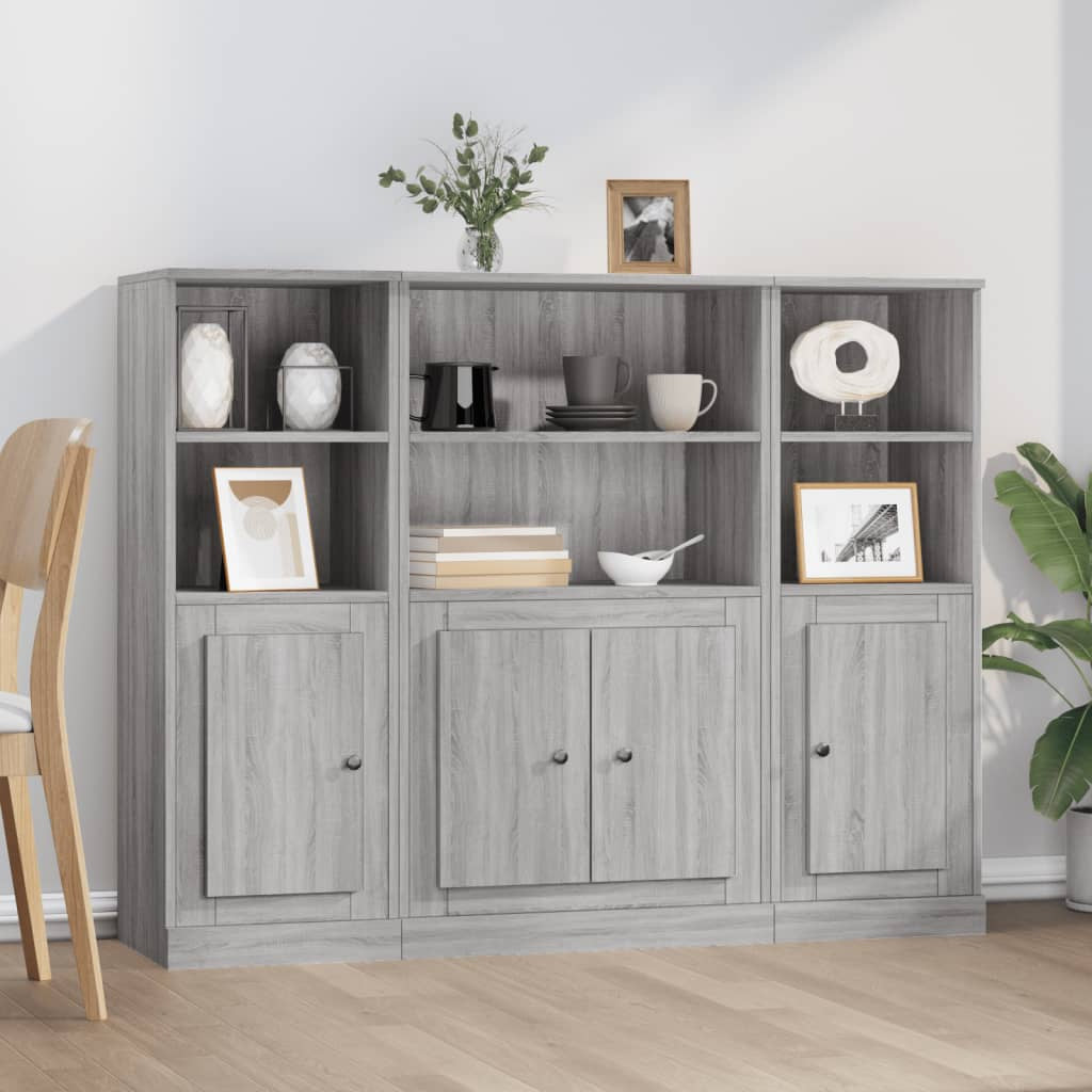 Buffets 3 pcs sonoma gris bois d’ingénierie - XIOS