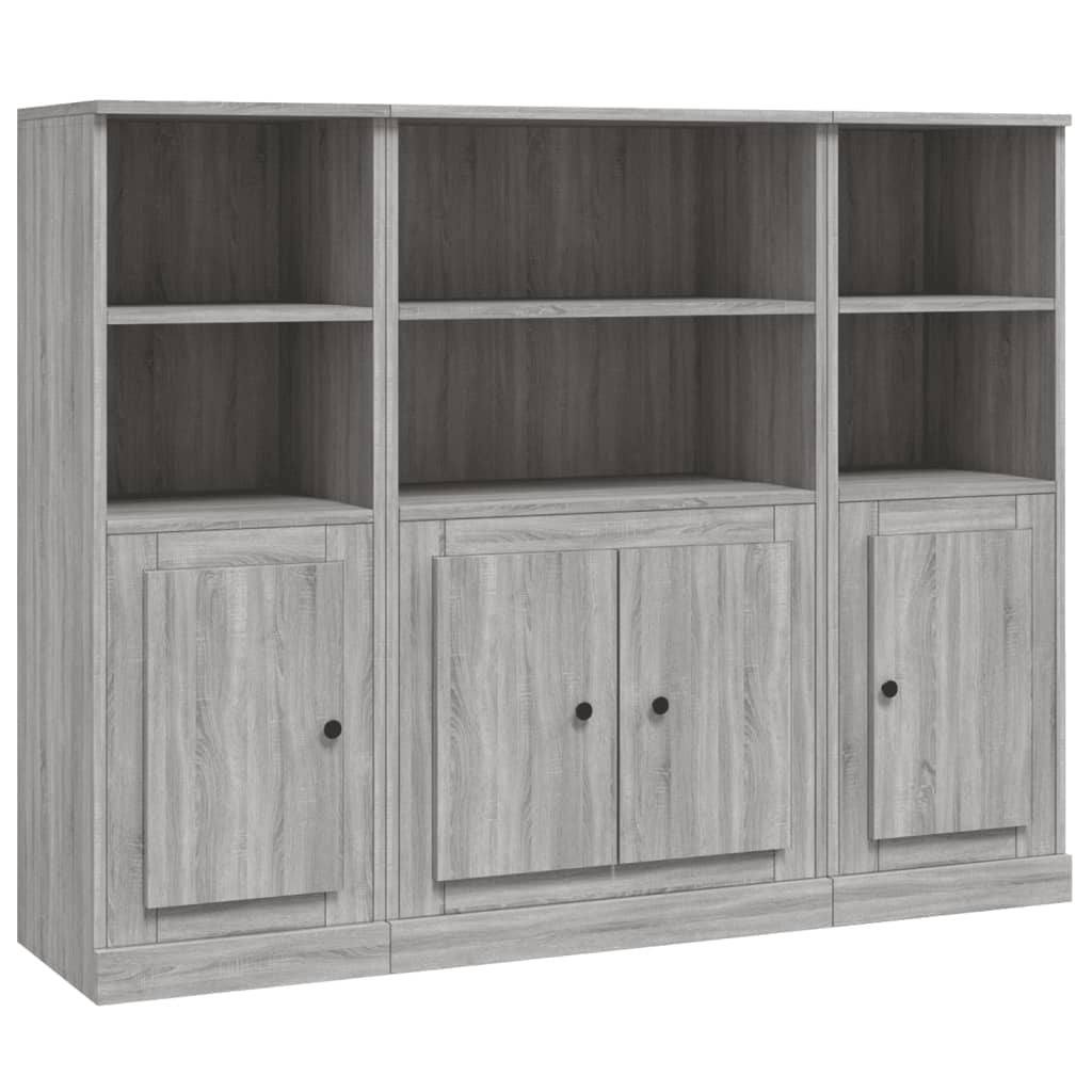 Buffets 3 pcs sonoma gris bois d’ingénierie - XIOS