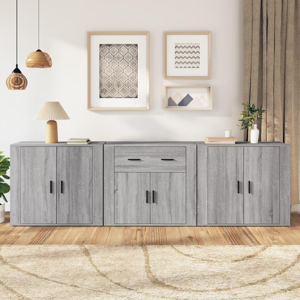 Buffets 3 pcs Sonoma gris Bois d’ingénierie - XIOS