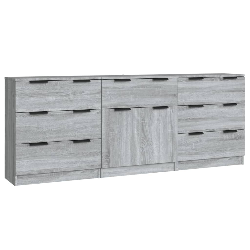 Buffets 3 pcs Sonoma gris Bois d’ingénierie - XIOS