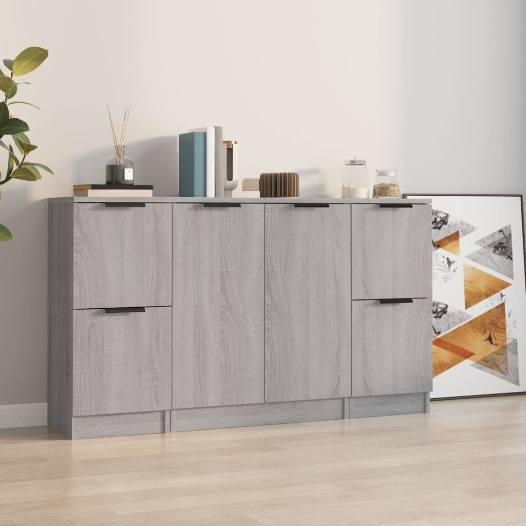 Buffets 3 pcs Sonoma gris Bois d’ingénierie - XIOS