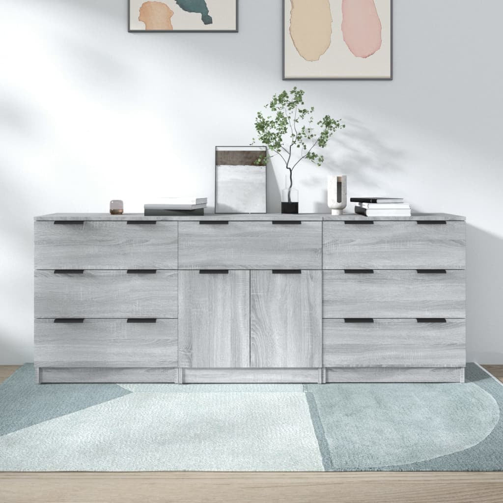 Buffets 3 pcs Sonoma gris Bois d’ingénierie - XIOS