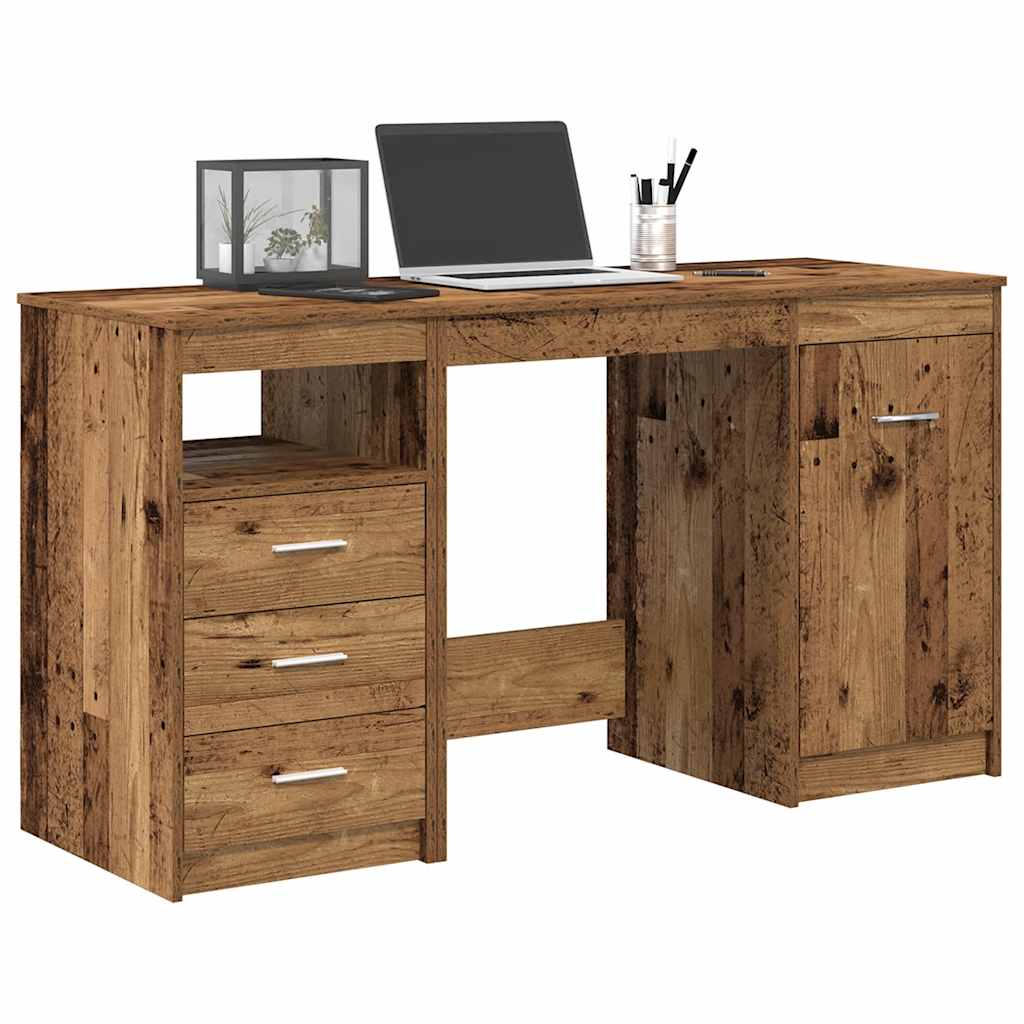 Bureau avec armoire en bois ancien et bois d'ingénierie - XIOS