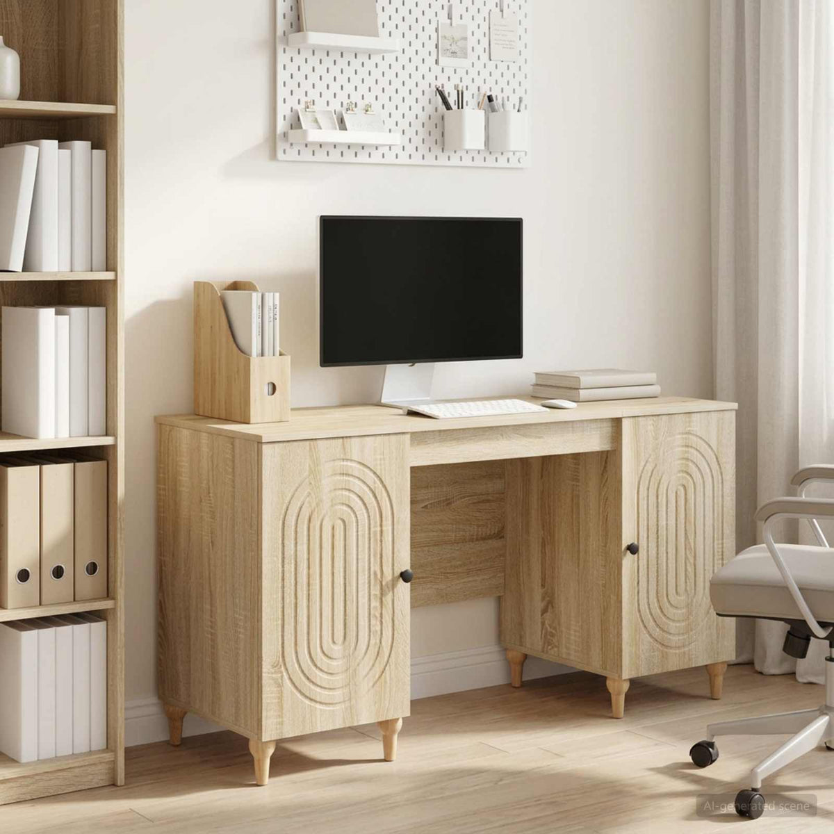 Bureau avec étagère Sonoma 142,5 x 50 x 75 cm Bois d'ingénierie - XIOS