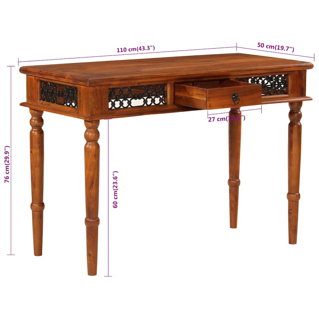 Bureau avec tiroir 110x50x76 cm bois d'acacia solide - XIOS