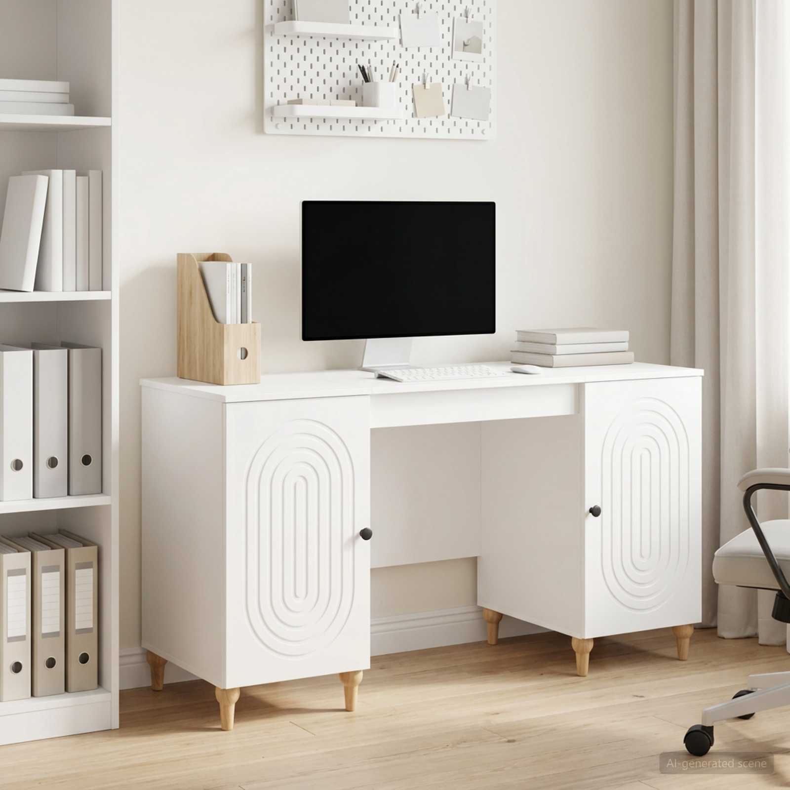 Bureau Blanc Brillant 142,5 x 50 x 75 cm Bois d'ingénierie - XIOS