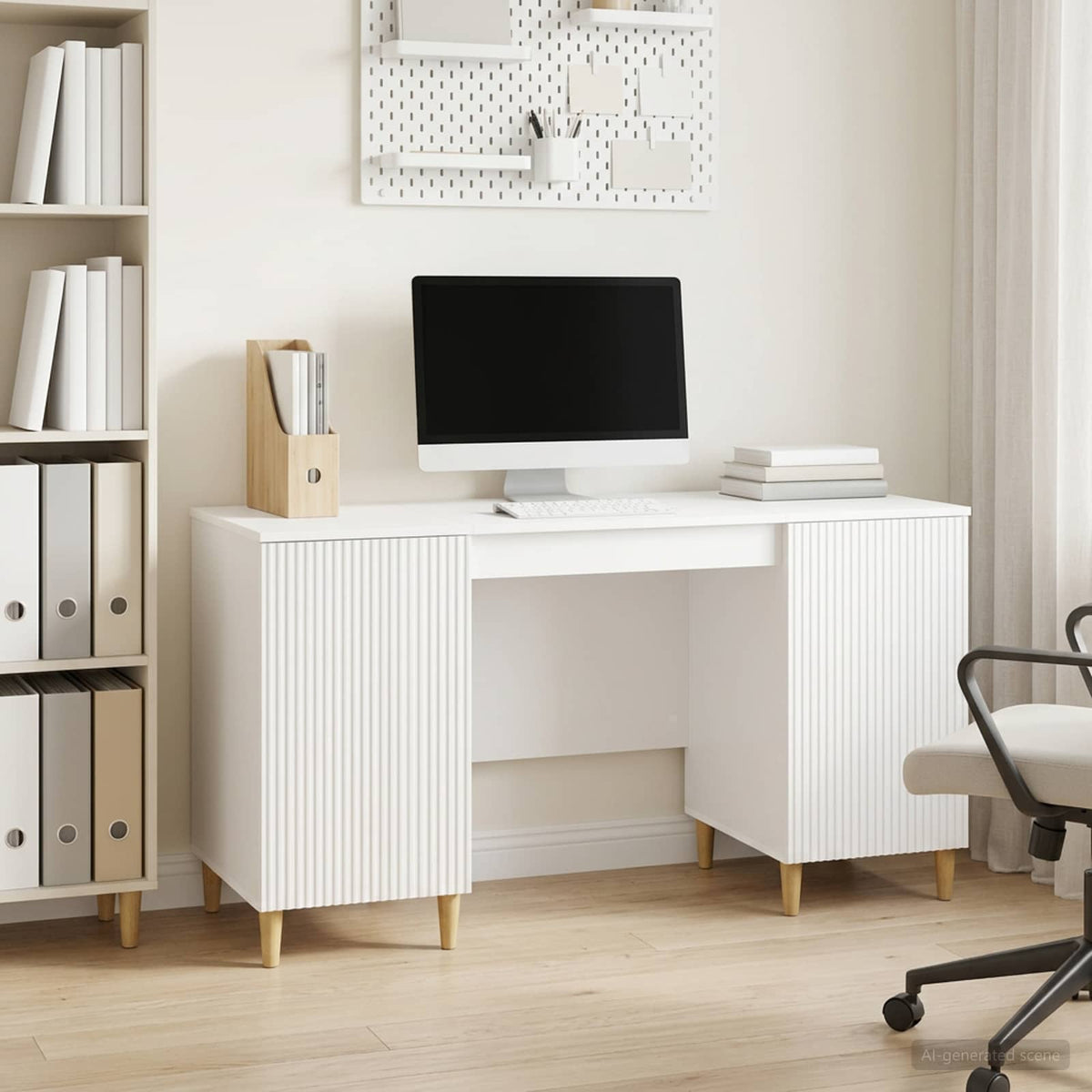 Bureau Blanc brillant 142,5 x 50 x 75 cm Bois d'ingénierie - XIOS