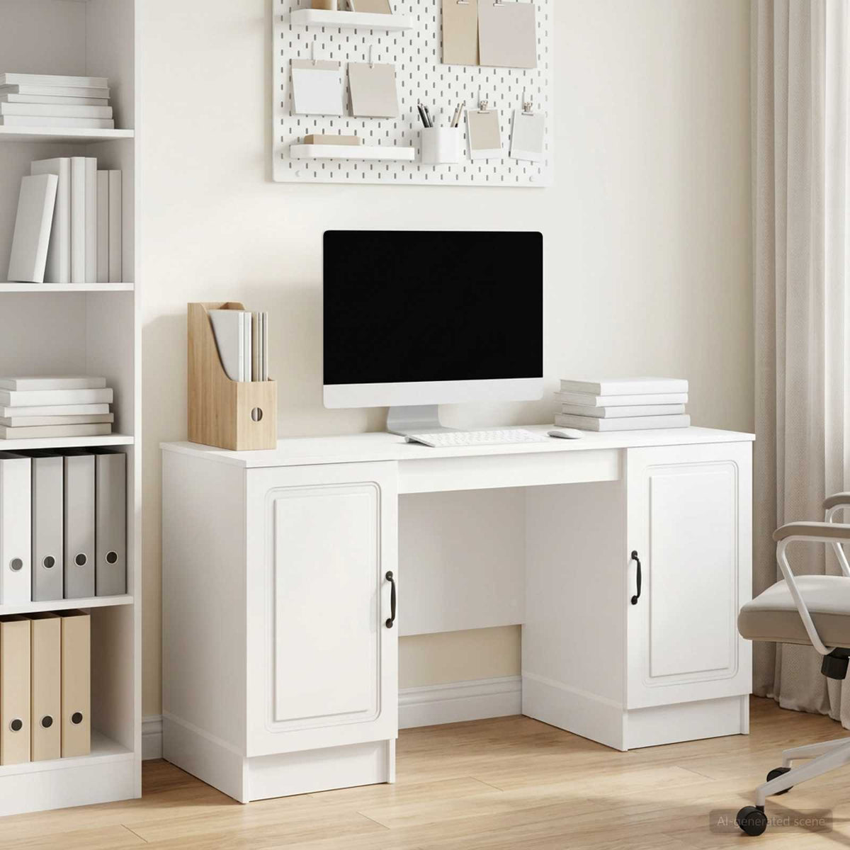 Bureau Blanc brillant 142,5 x 50 x 75 cm Bois d'ingénierie - XIOS