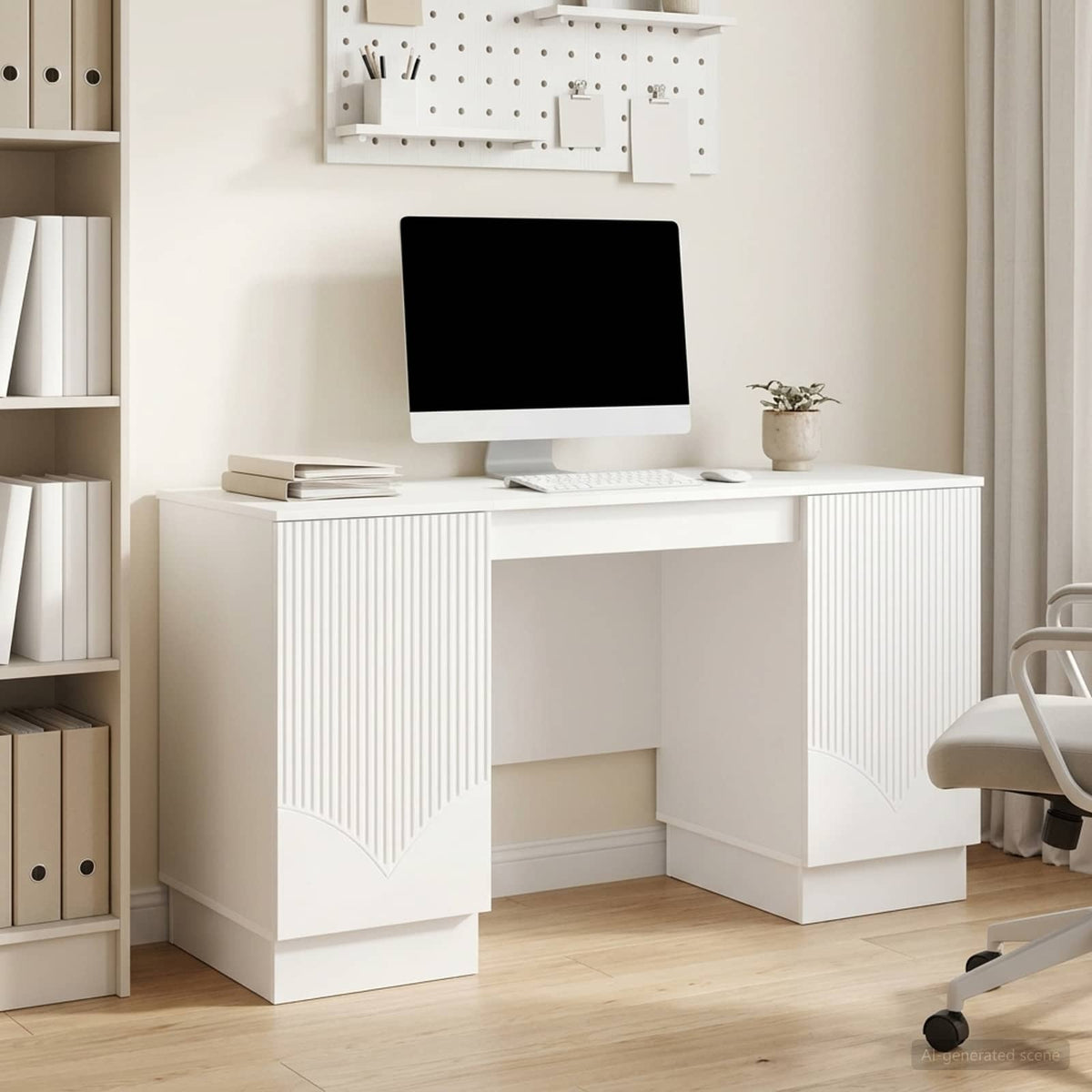 Bureau Blanc brillant 142,5 x 50 x 75 cm Bois d'ingénierie - XIOS