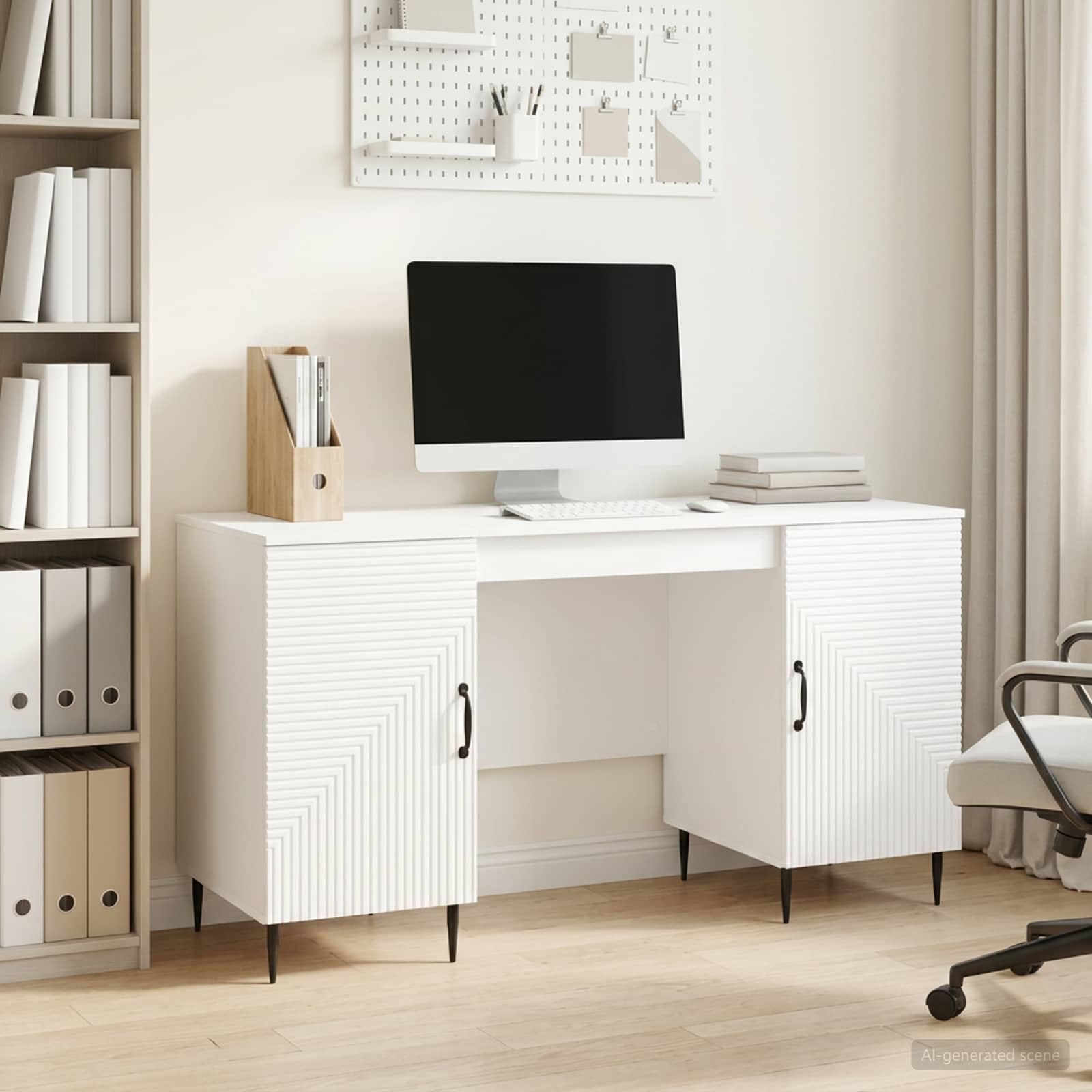 Bureau Blanc brillant 142,5 x 50 x 75 cm Bois d’ingénierie - XIOS