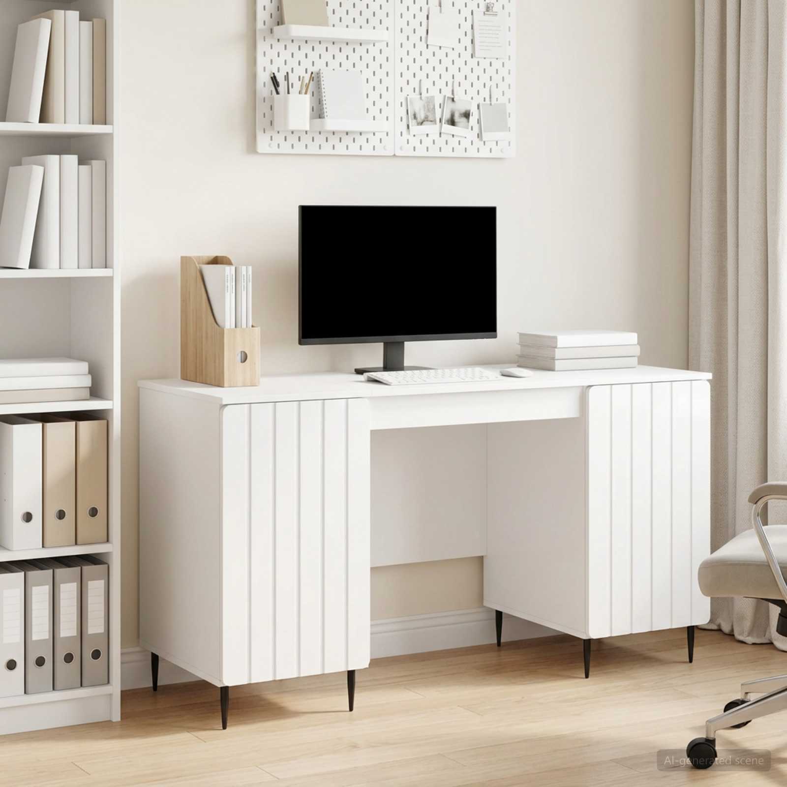 Bureau Blanc brillant 142,5 x 50 x 75 cm Bois d'ingénierie - XIOS