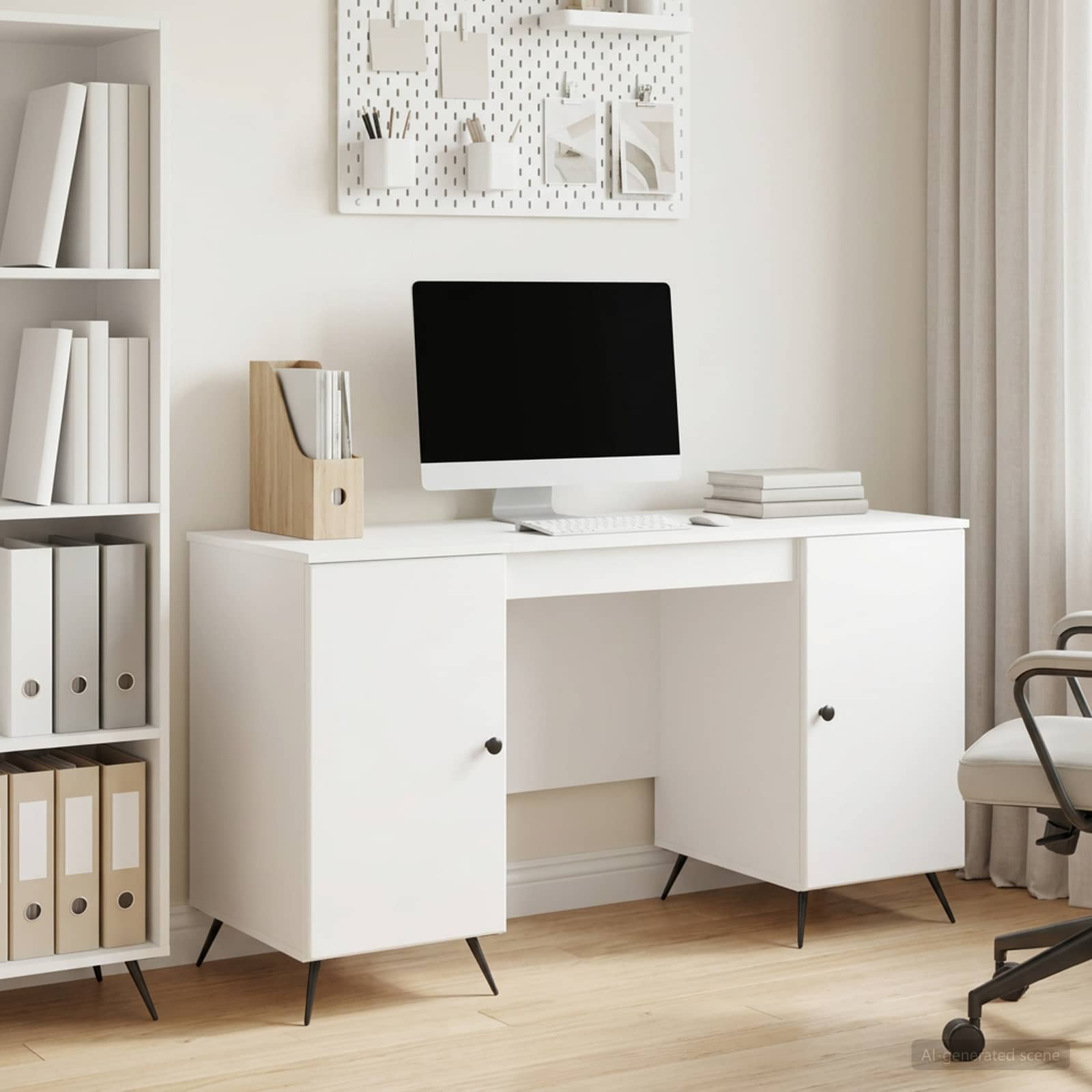 Bureau Blanc brillant 142,5 x 50 x 75 cm Bois d'ingénierie - XIOS