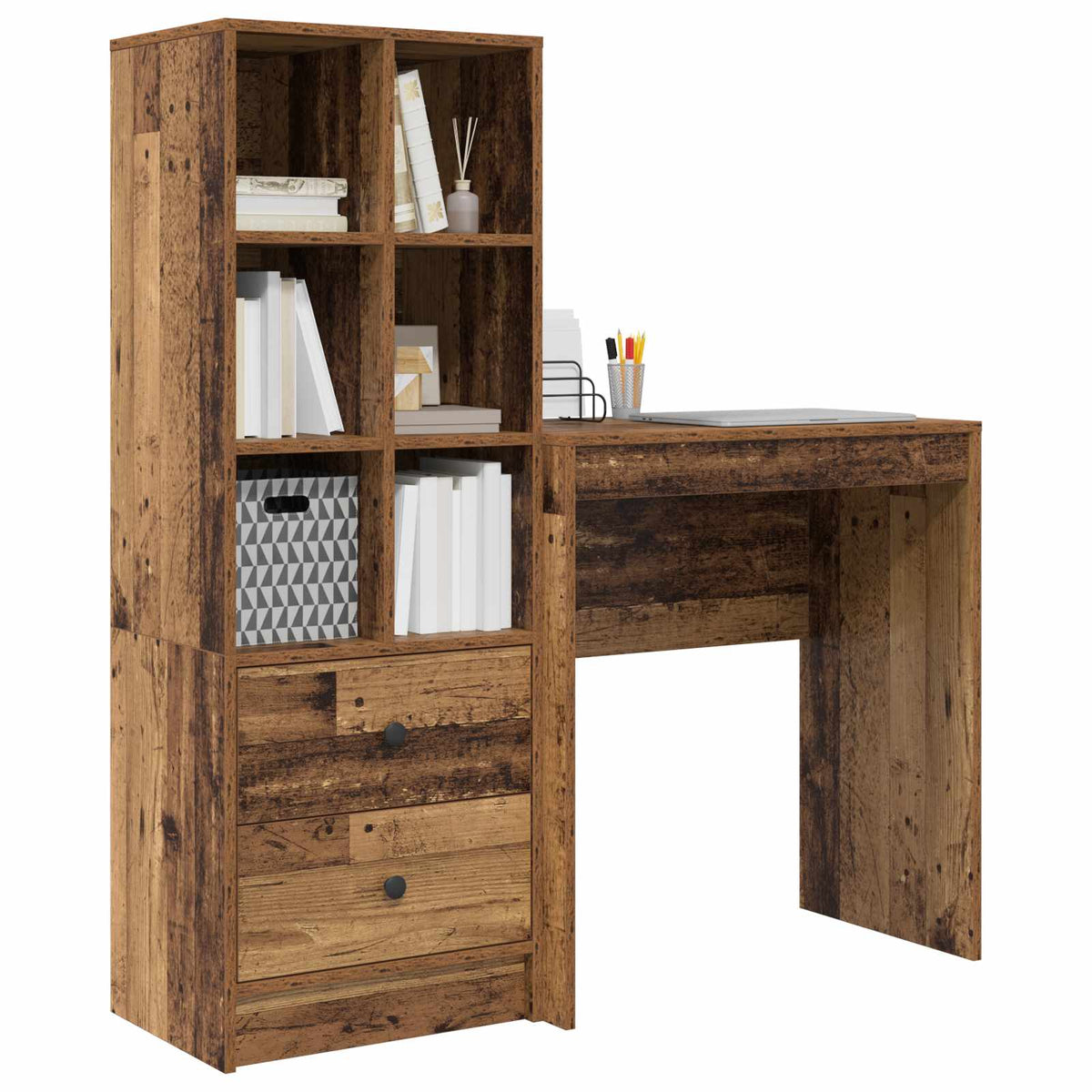 Bureau Bois ancien 115,5 x 40 x 127 cm 2 pc - XIOS
