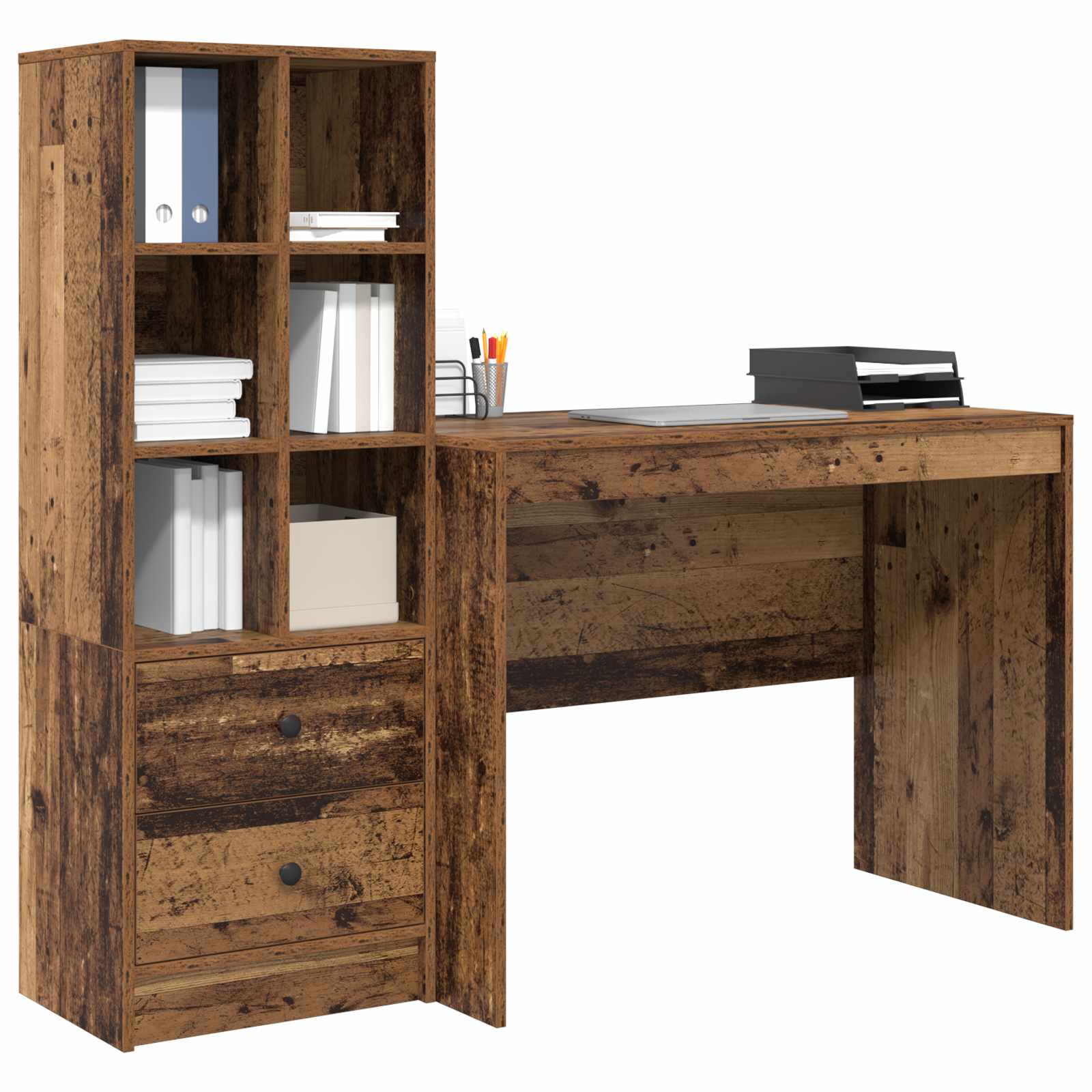 Bureau Bois ancien 145.5 x 50 x 127 cm 2 pc - XIOS