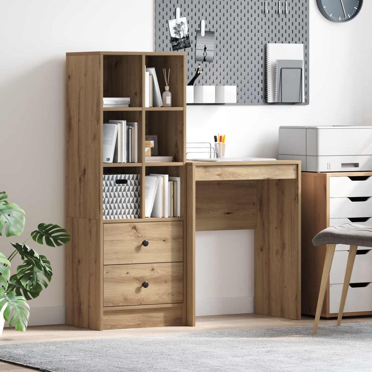 Bureau Chêne artisanal 105,5 x 34 x 127 cm 2 pc - XIOS
