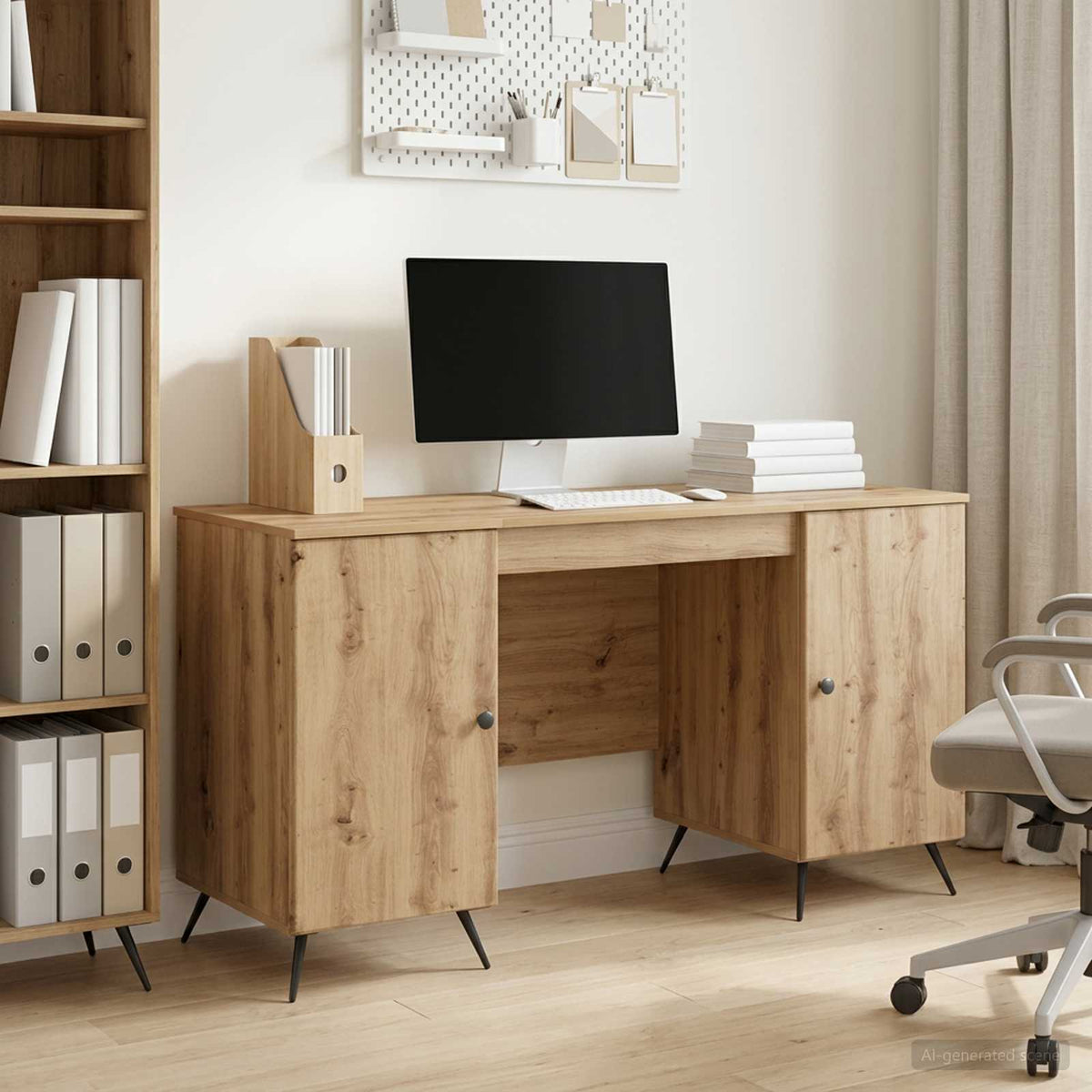 Bureau Chêne artisanal Bois d'ingénierie 142,5 x 50 x 75 cm - XIOS