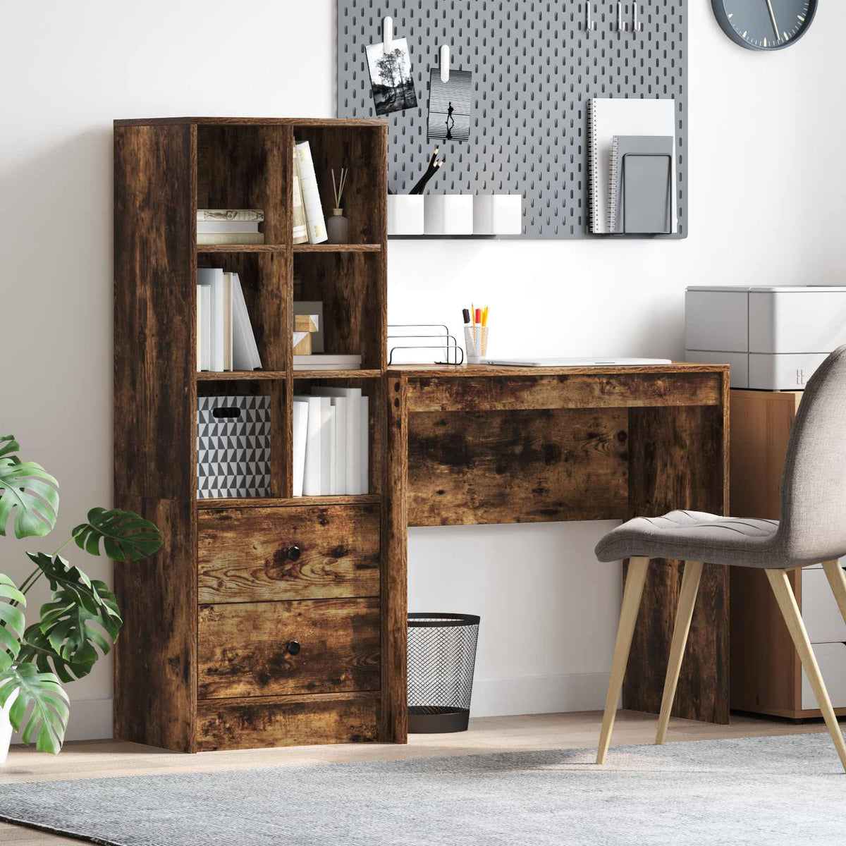 Bureau Chêne fumé 125,5 x 40 x 127 cm 2 pc - XIOS