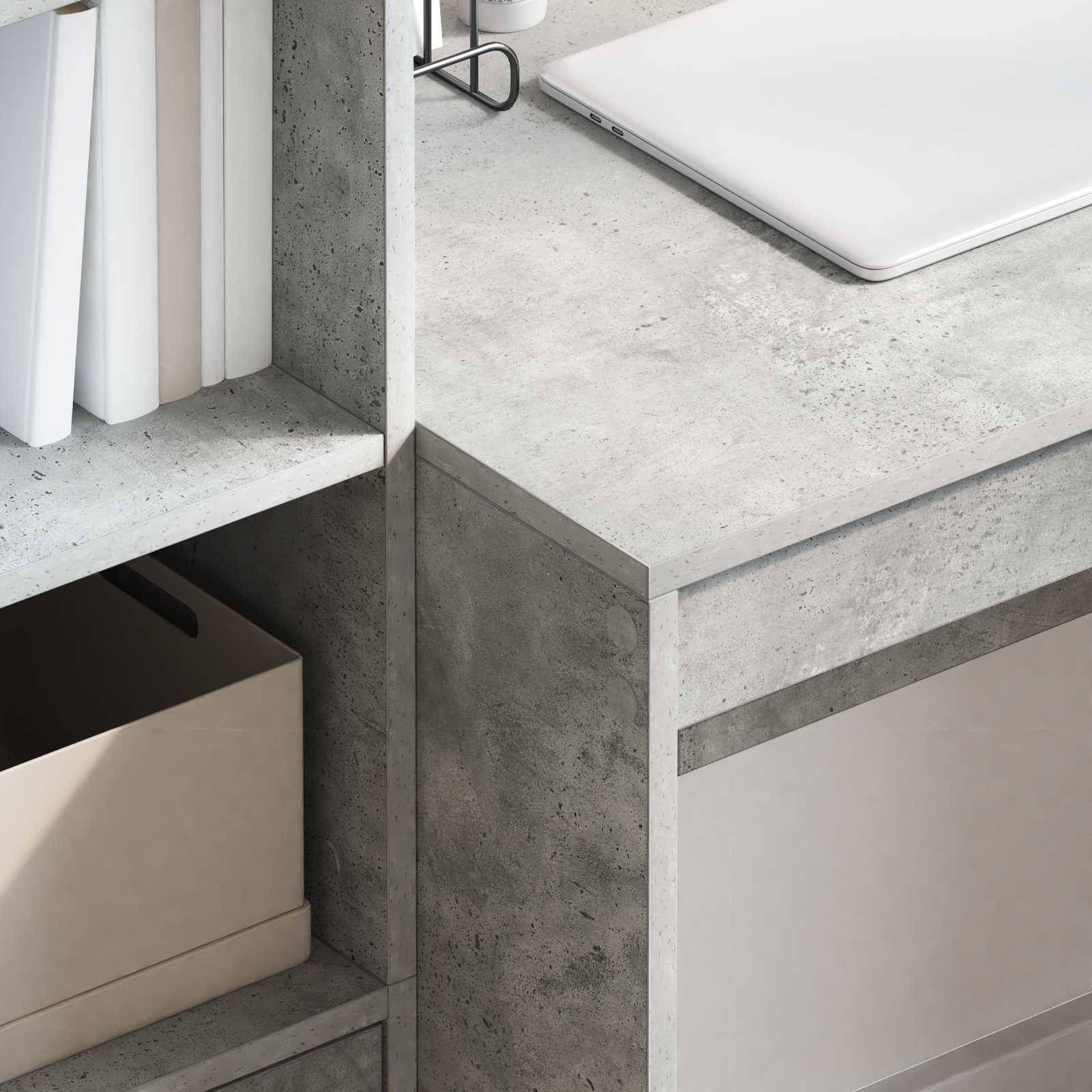 Bureau Gris béton 125,5 x 50 x 127 cm 2 pc - XIOS